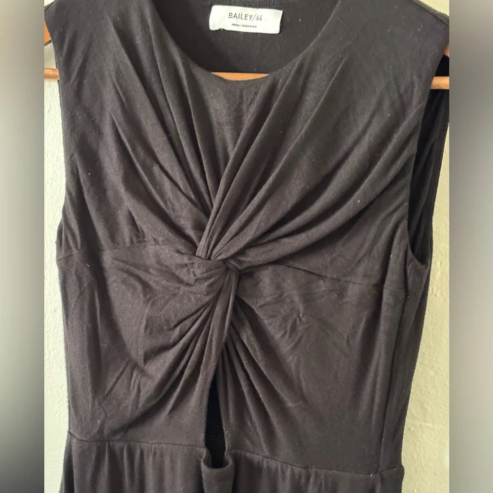 🌸 Bailey/44 Women's Small Black Fit Flare Knot Midi Dress Sleeveless